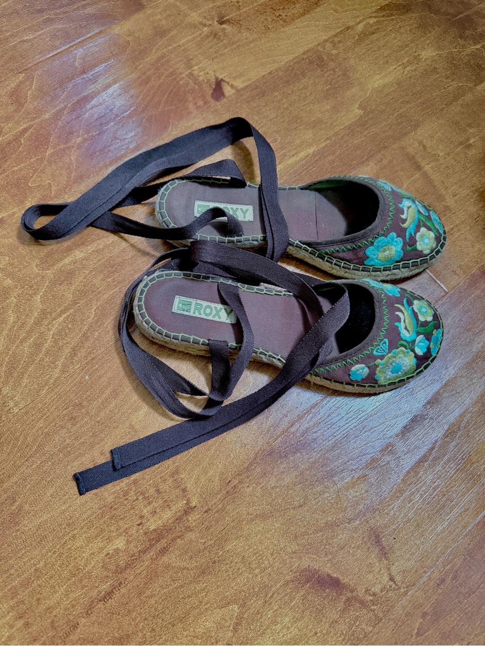Espadrille Lace up Brown Flats.